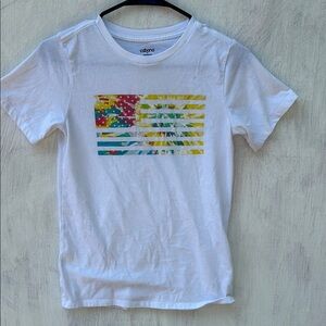 Girl youth M White T-Shirt with Colorful Graphic